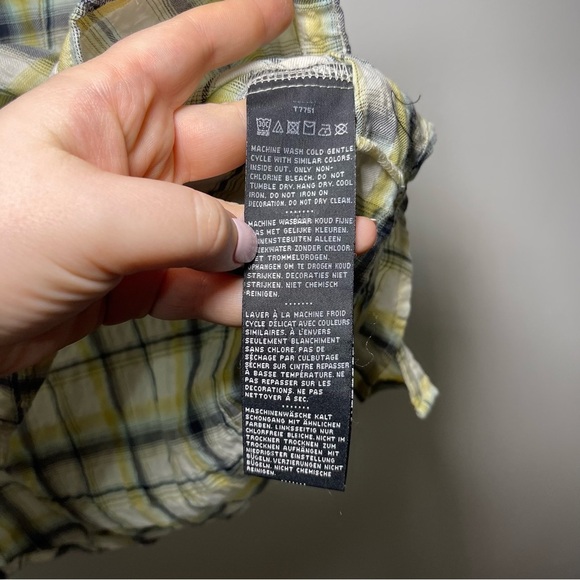 Harley Davidson women's yellow plaid seersucker pearl snaps long sleeve in M - Picture 5 of 7